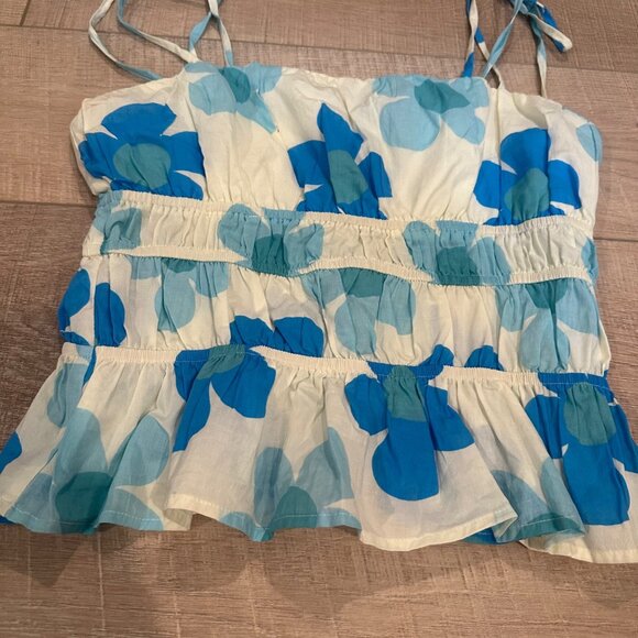 ALTAR'D STATE JUNIOR WOMENS BLUE FLORAL SPAGHETTI STRAP SHIRT SMALL - Picture 2 of 7